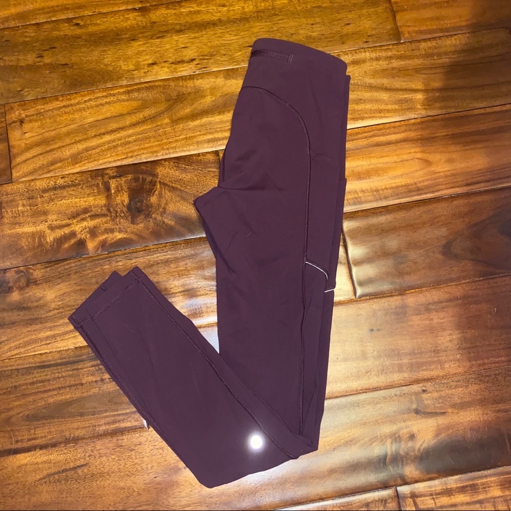 Maroon Pocket Lululemon Leggings Luxtreme